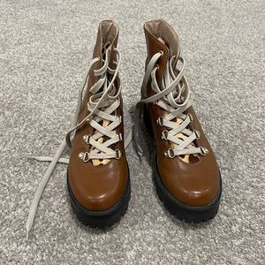Brown combat boots